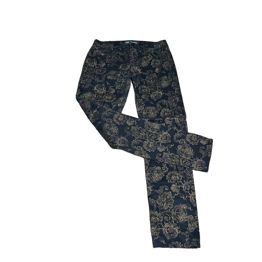 Ralph Lauren Size 2 Black & Gold Velveteen pants